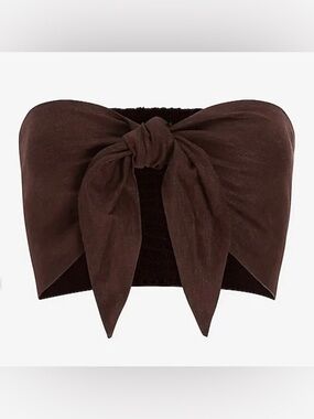 Express - Linen Blend Bow Tie Bandeau Top